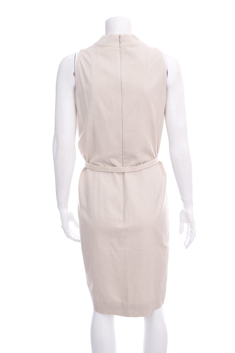 Akris Beige Sleeveless Stripe Dress SZ 10
