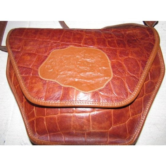 Carlos Falchi Vintage Medium Brown Crocodile Embossed Purse