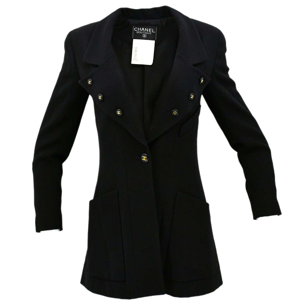 Chanel Single Breasted Jacket Black 94C #34
