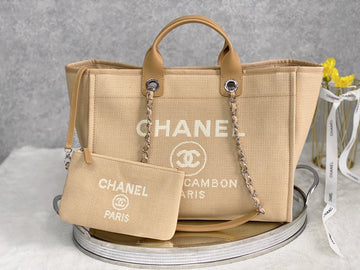 CHLSmall Shopping Bag Silver Hardware Raffia For Womtlm, Womtlm&#8217;s Handbags, Shoulder Bags 15.2in/39cm AS3257