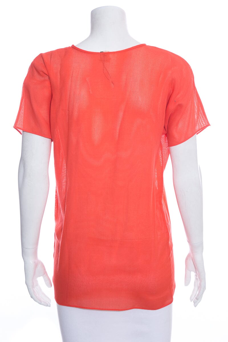 Hermès Coral Short Sleeve Full Mesh Blouse SZ S