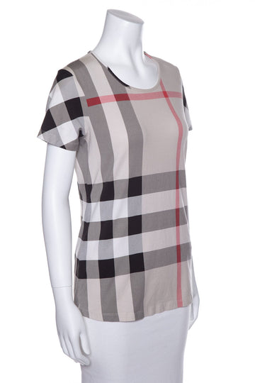 Burberry Plaid Cotton T-Shirt SZ L