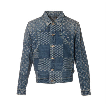 Louis Vuitton x NIGO Cotton Denim Jacket 46 Navy HJA10WUZC Giant Damier Waves Monogram