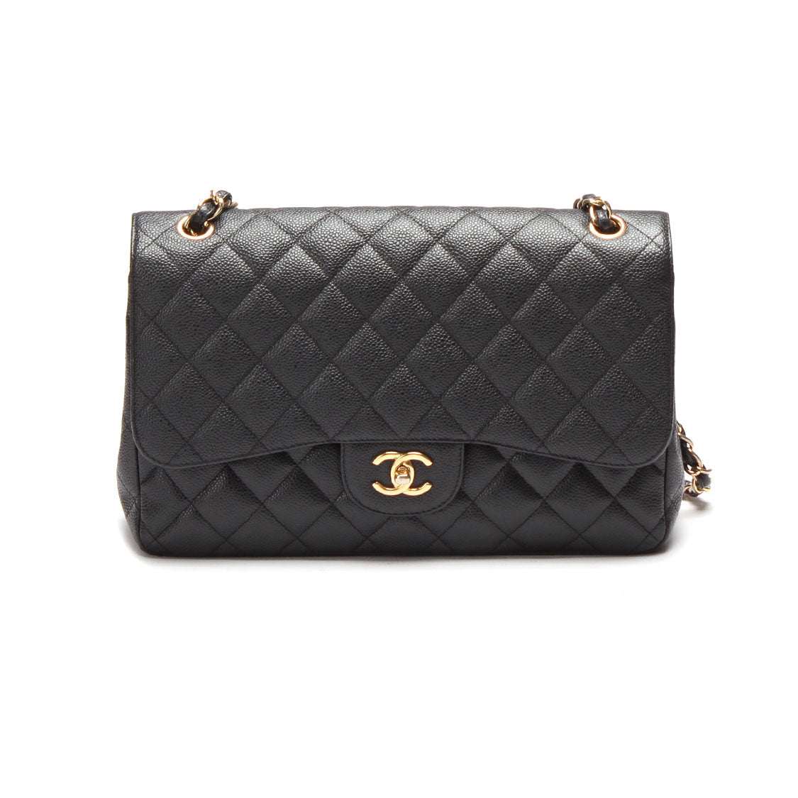 Chanel Caviar Jumbo Classic Double Flap Bag Leather Shoulder Bag in Excellent condition