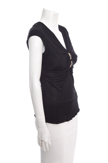 Roberto Cavalli Black Short Sleeve Blouse SZ 38