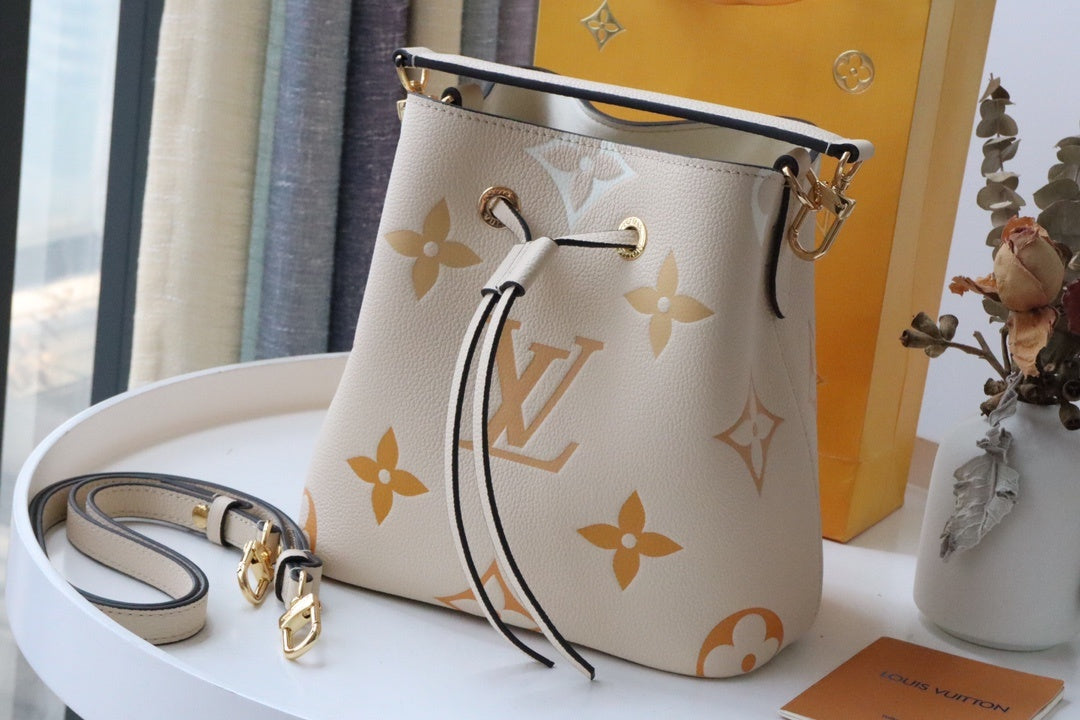 LV NeoNoe BB Bucket Bag Monogram Empreinte Cream/Saffron For Womtlm, Womtlm’s Bags, Shoulder Bags 7.9in/20cm LV M45716