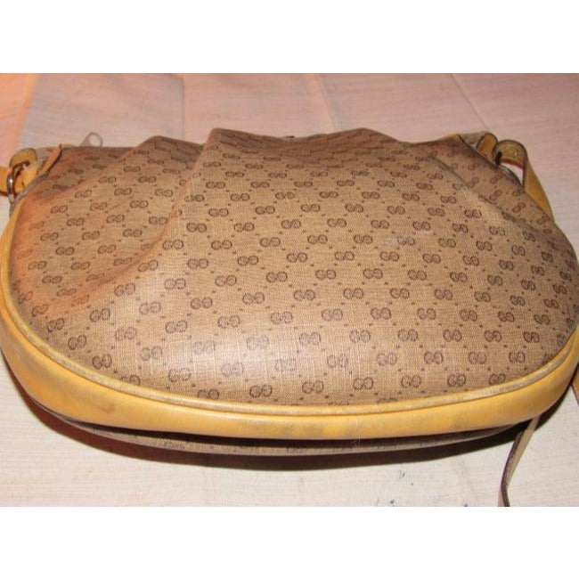 Gucci Sukey Vintage Brown Small G Logo Print Coated Canvas And Camel Leather