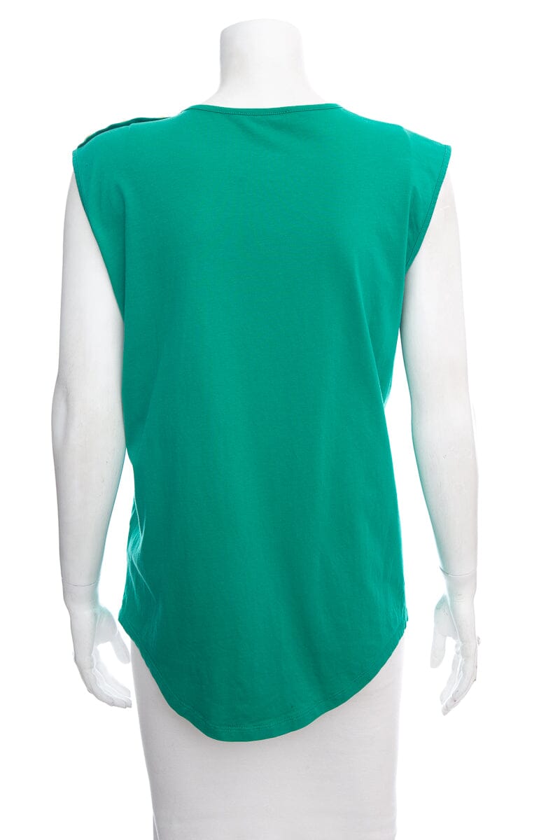 Balmain Green & Gold Button Detail Tank SZ 40