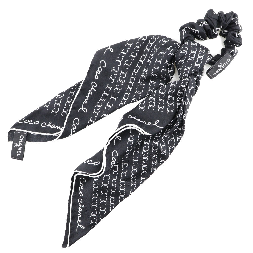 ?Suale  OFF?Chanel CHANEL Ribbons And Other Accessories Coco Logo Silk  Black/White Ribbon Scrunchie  ??A Ranked Ladies
