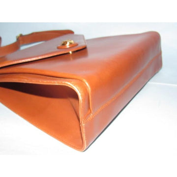Salvatore Ferragamo Shoulder Clutch Two Way Envelope Style Or Caramel Brown Leather Cross Body Bag