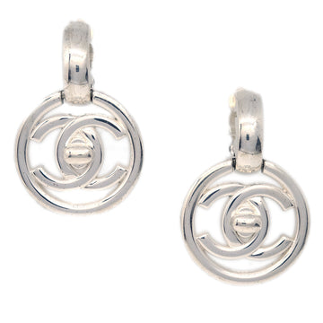 Chanel Turnlock Dangle Earrings Clip-On Silver 97P