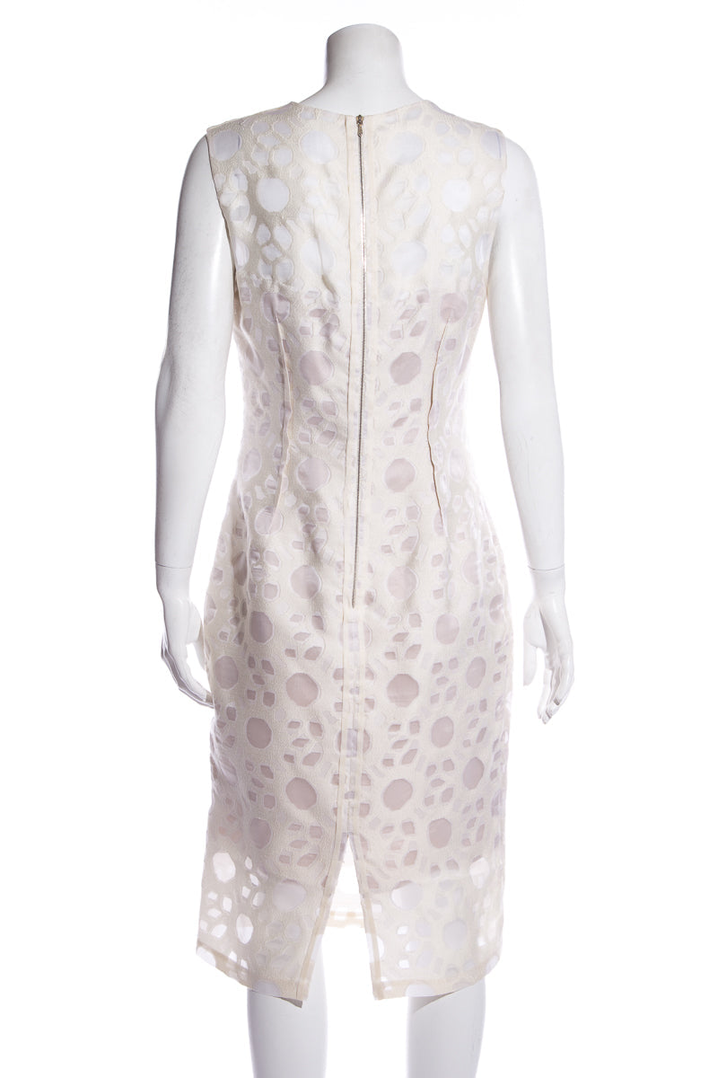 Lela Rose Ivory Mesh Inset Dress SZ 6