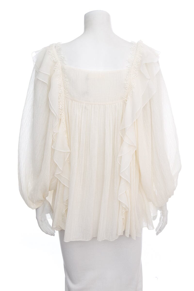 Chloe Cream Flowy Long Sleeve Blouse SZ 44