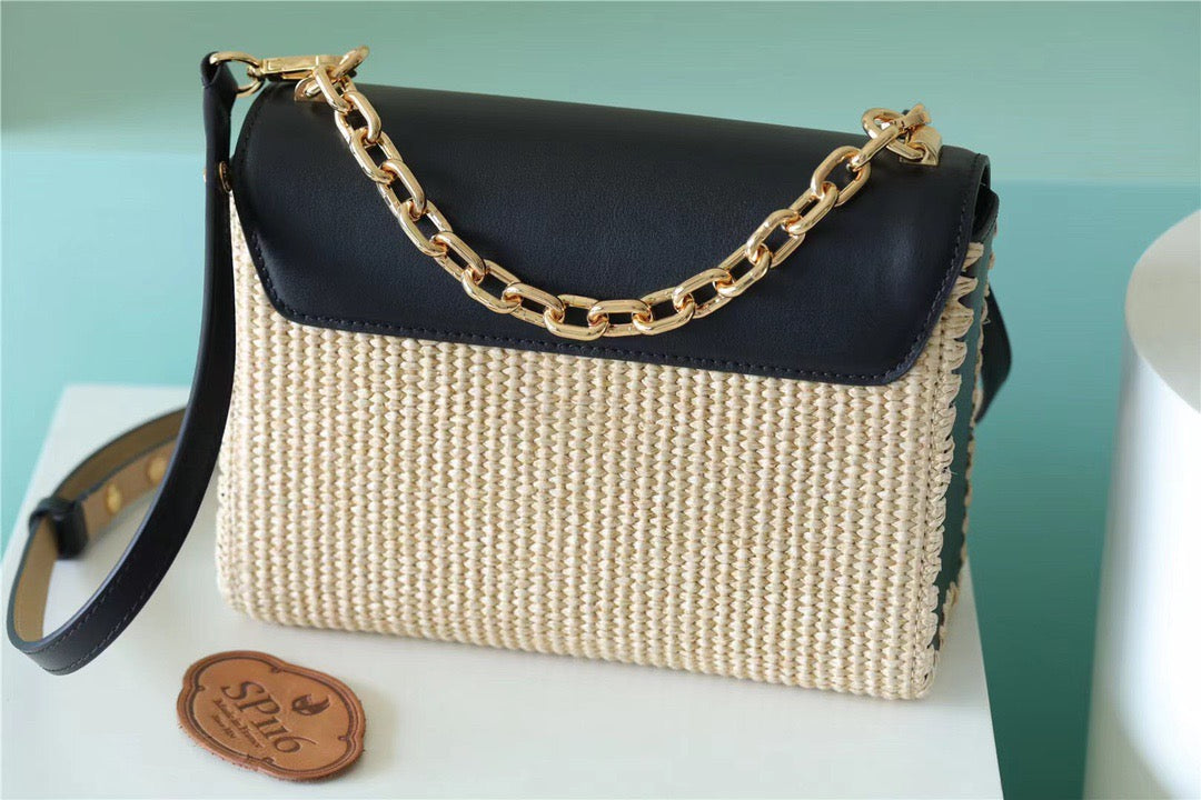 LV Twist MM Raffia Black For Womtlm,  Shoulder And Crossbody Bags 9.1in/23cm LV 