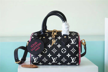 LV Speedy Bandouliere 20 Monogram Empreinte Black / White / Pink For Womtlm,  Shoulder And Crossbody Bags 20.5cm/8.1in LV M46088