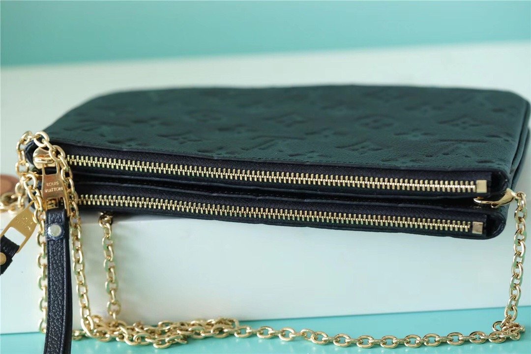 LV Double Zip Pochette Monogram Empreinte Black For Womtlm,  Shoulder and Crossbody Bags 7.9in/20cm LV M68568