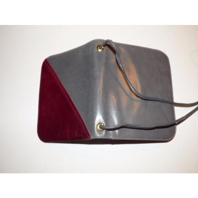 Bally Vintage Pursesdesigner Purses Grey And Burgundy Leather Shoulder Bag