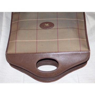 Burberry Vintage Designer Purses Seafoam Green Khaki Red Tan Canvas And Leather Tote