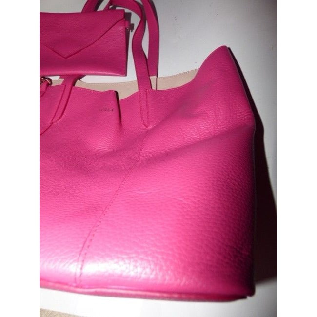 SALE! NWT, Barbie pink leather, Furla tote bag w wallet on a chain