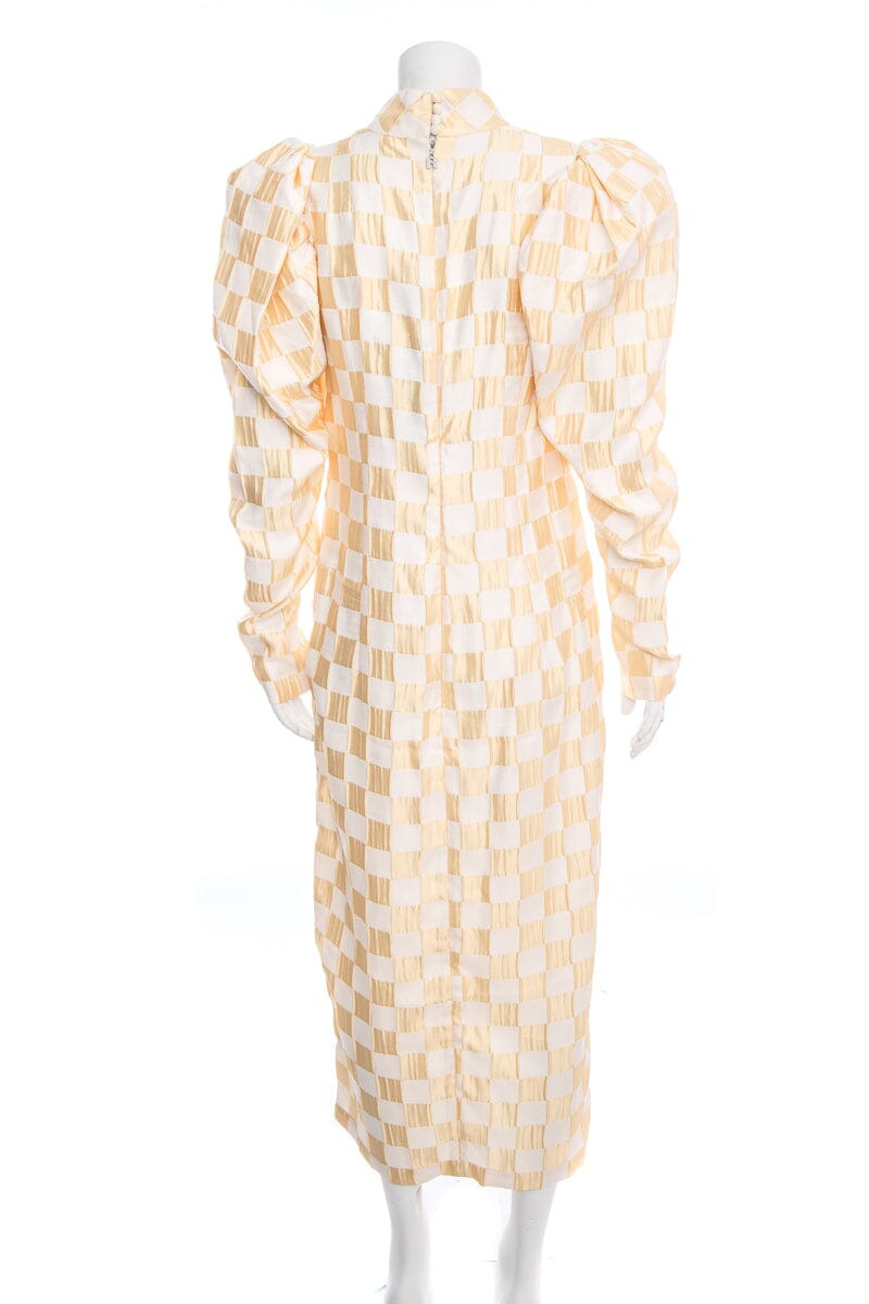 Rodarte Gold & White Checkboard Dress SZ 42 NWT