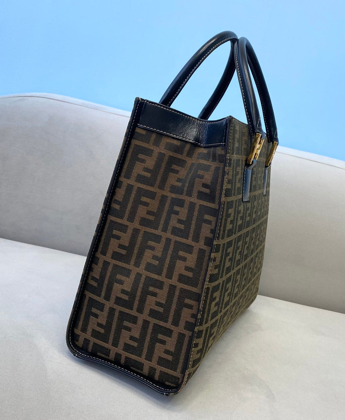 FI Tote Bag 13.8in/35cm Brown For Womtlm FF