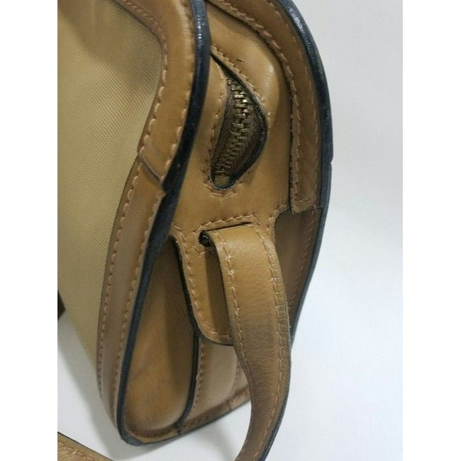 Gucci Vintage Khaki Canvas And Leather Canvas Shoulder Bag