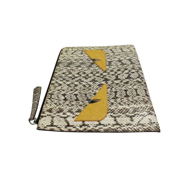 FENDI Snakeskin Monster Eyes Clutch