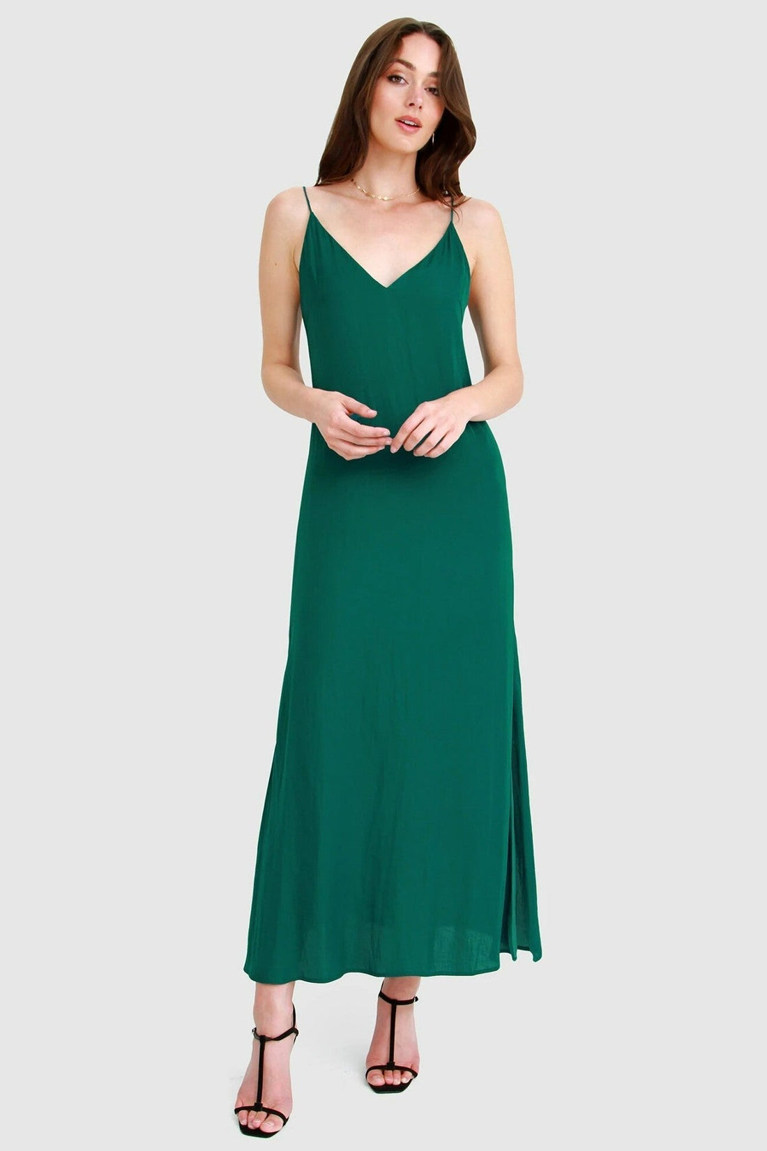 No Regrets Slip Dress in Green