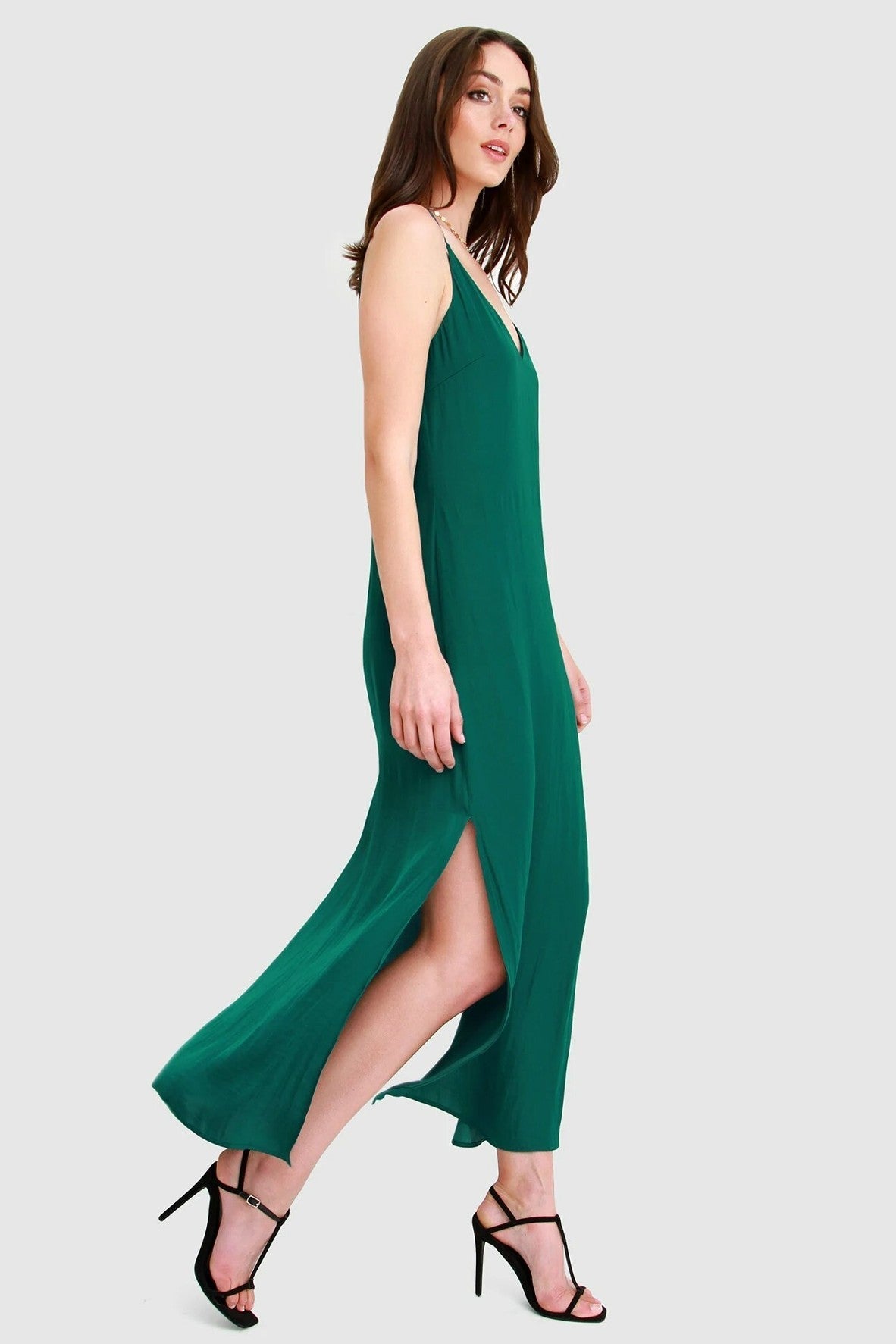 No Regrets Slip Dress in Green