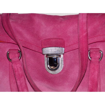 Prada pink suede & orange leather East to West satchel
