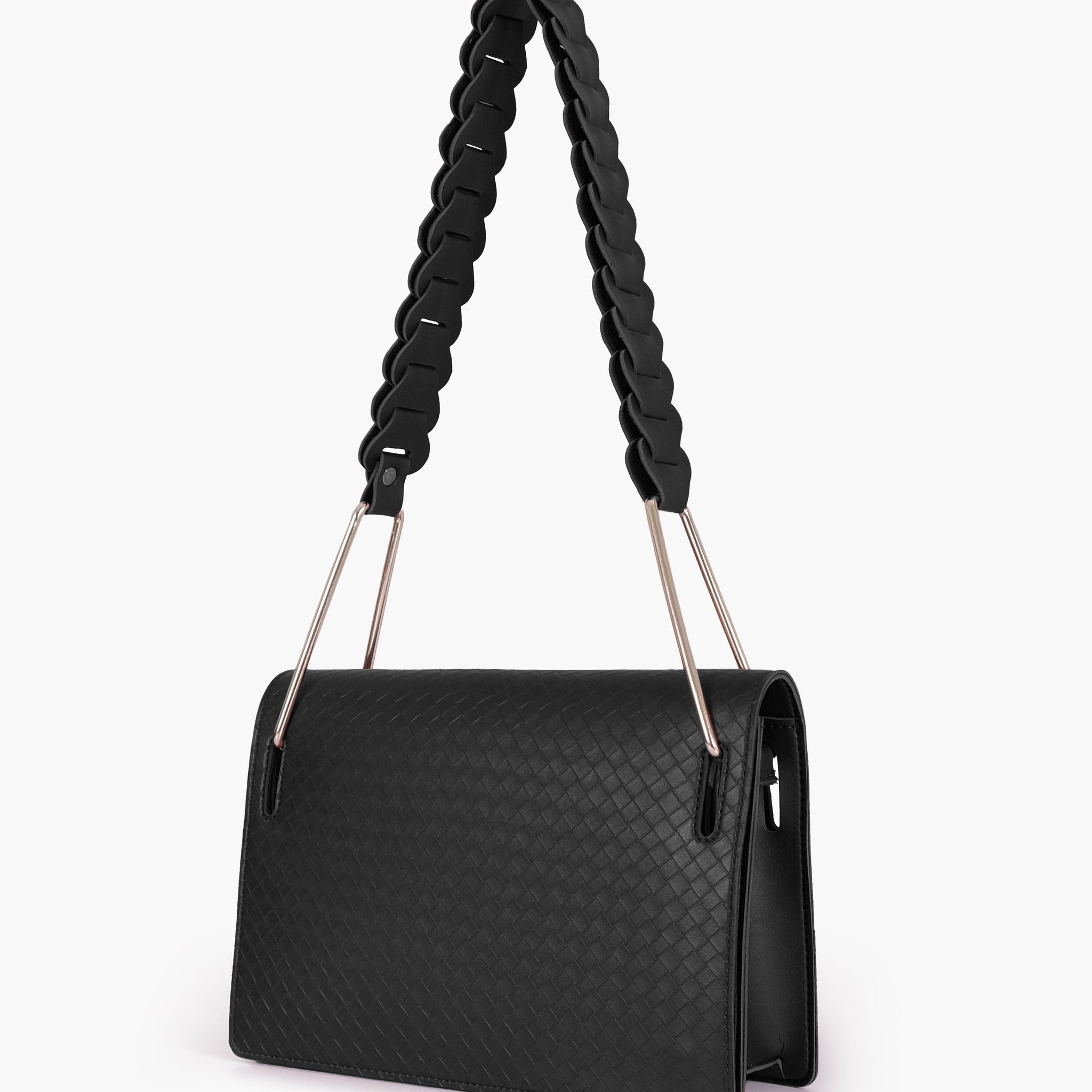 Black loop strap shoulder bag