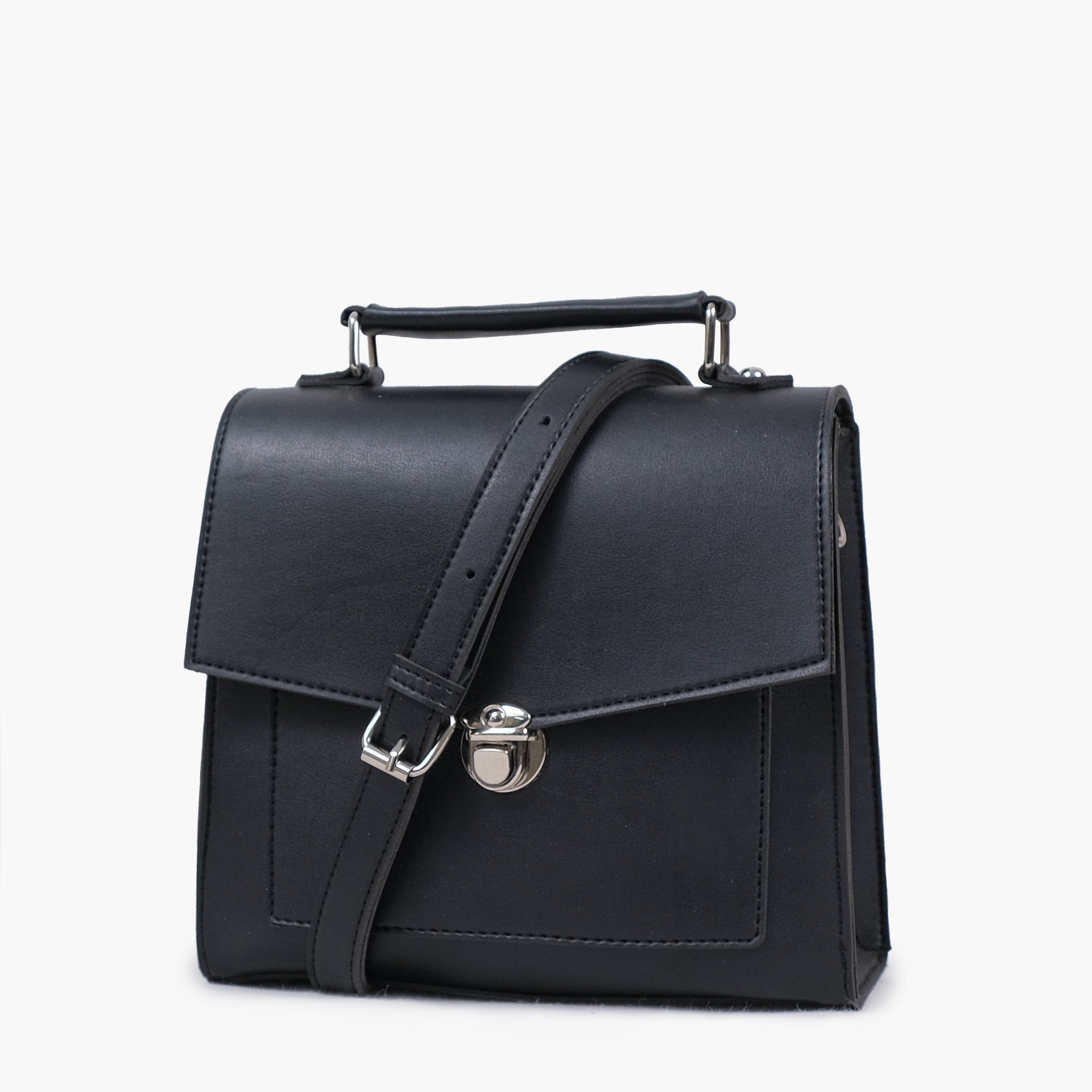Black push-lock messenger bag