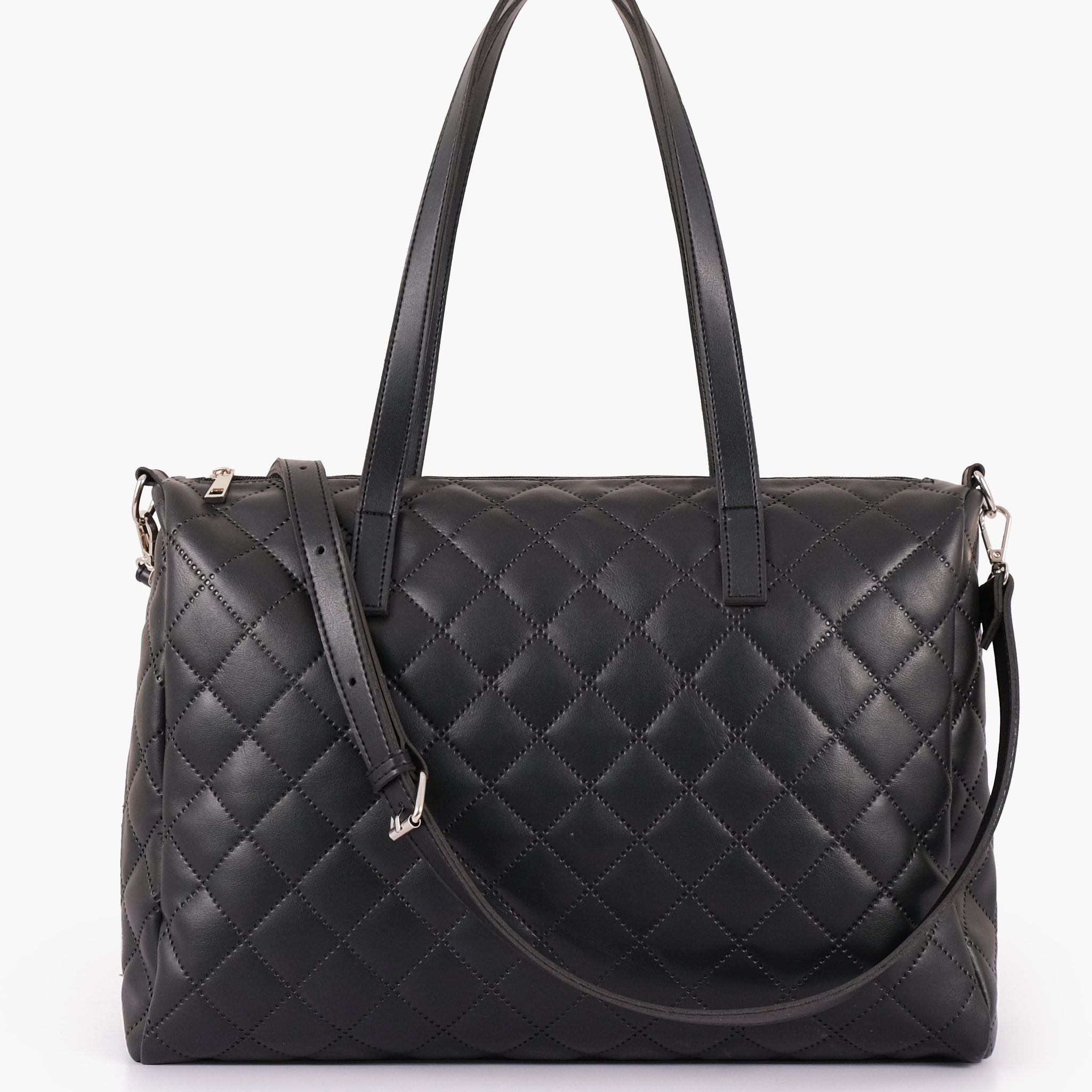 Black quilted carryall Tote Bags