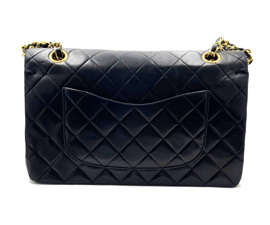 CHANEL Vintage Classic Timeless Double Flap Lambskin 10" Shoulder Bag