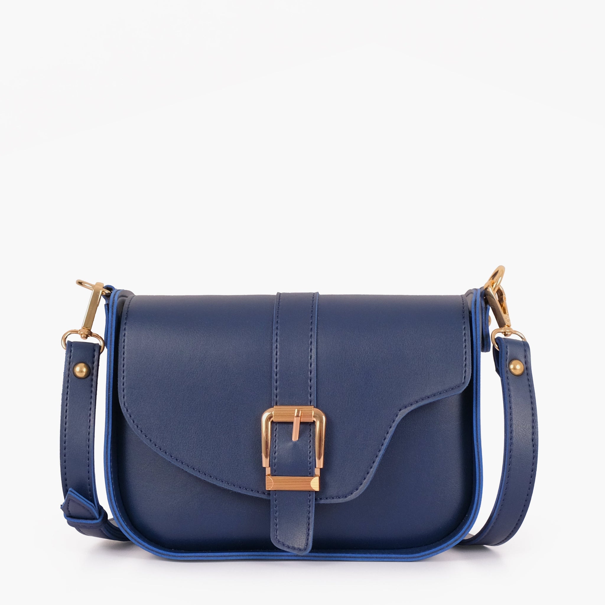 Blue saddle buckle bag