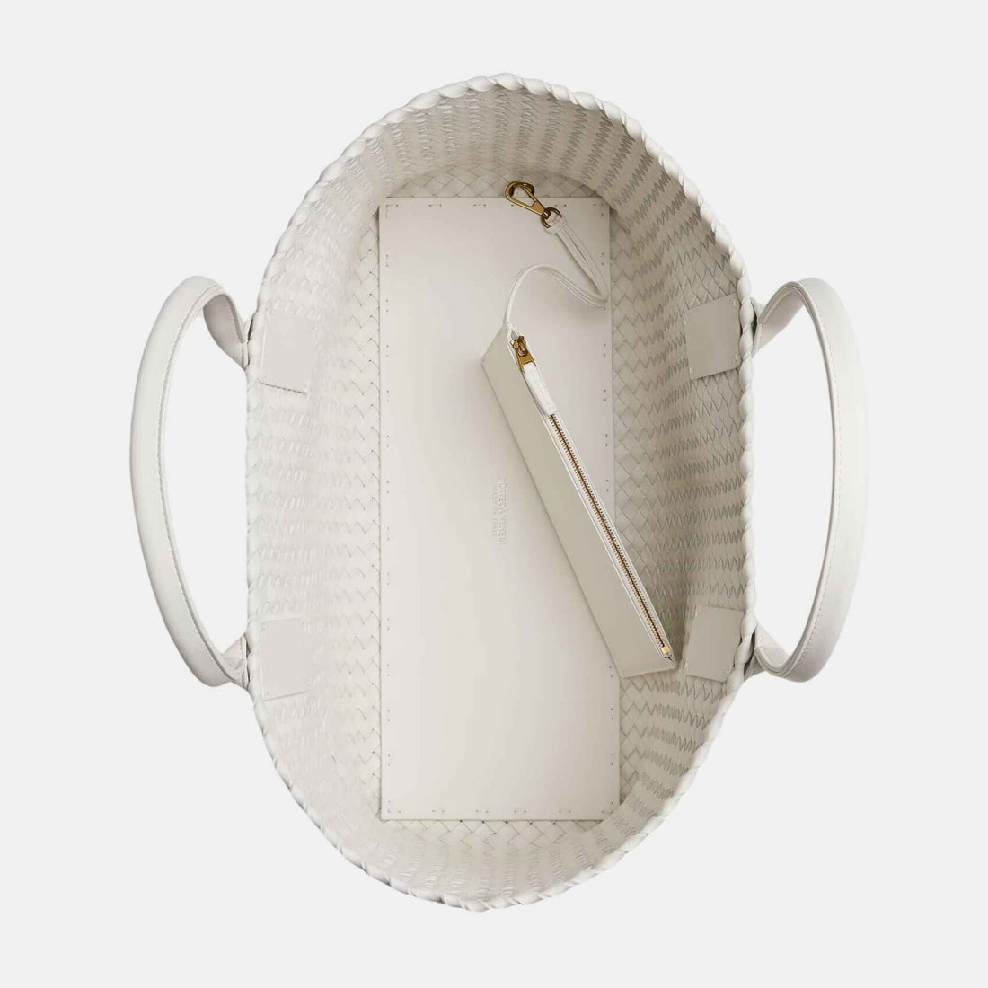 Cabat Intreccio Leather Tote Bag White Dark Red