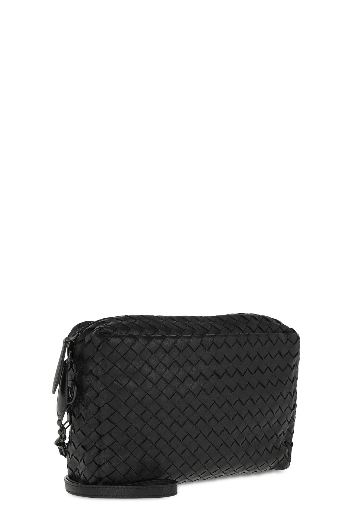 Intrecciato Double Pocket Crossbody Black
