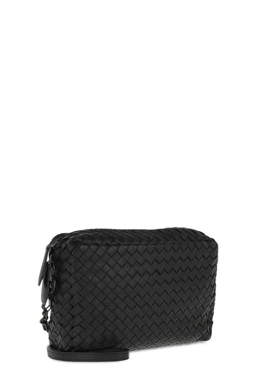 Intrecciato Double Pocket Crossbody Black