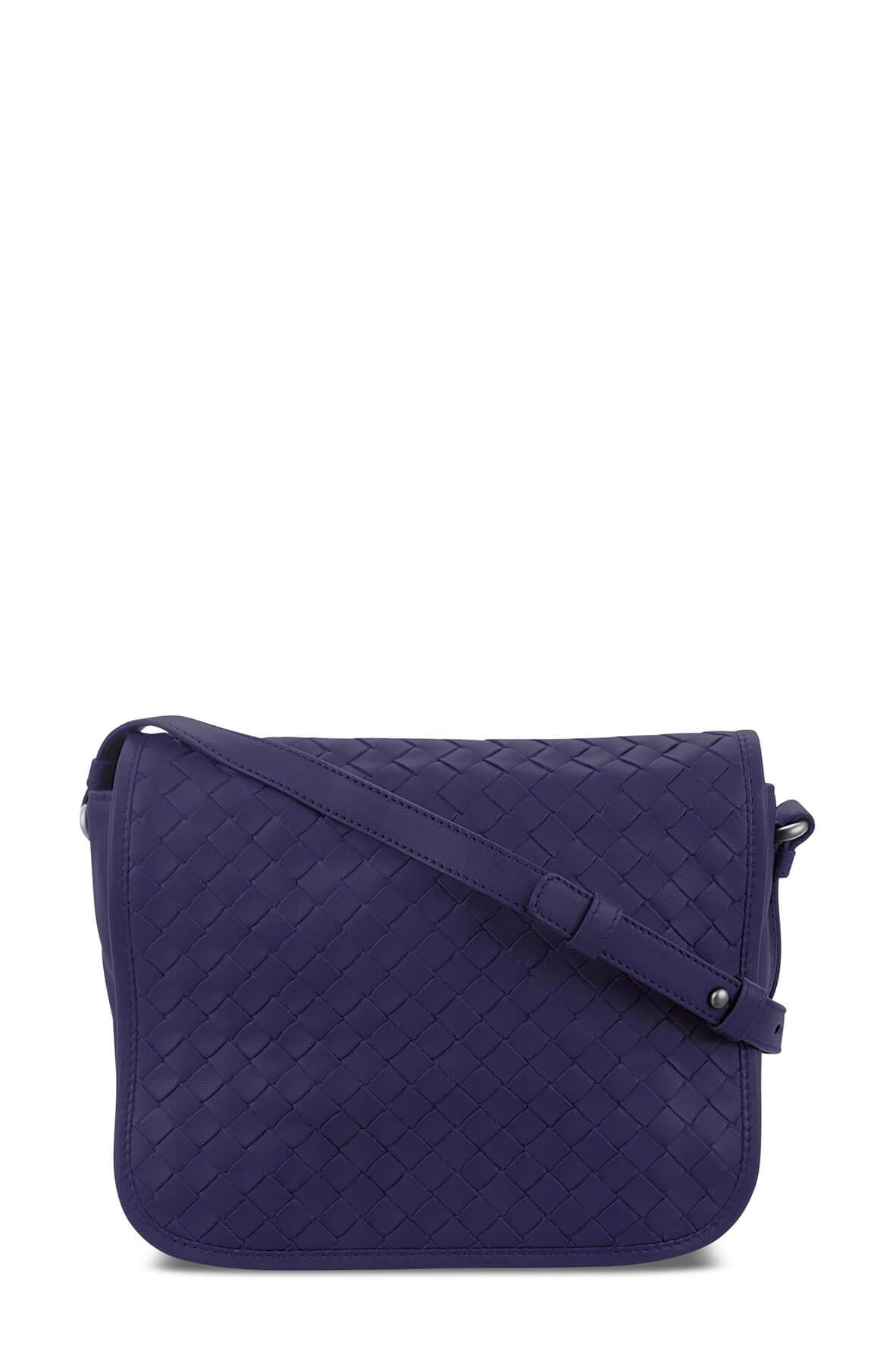 Intrecciato Full Flap Crossbody Blue