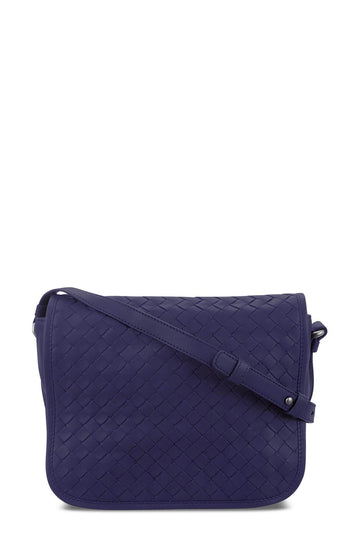 Intrecciato Full Flap Crossbody Blue