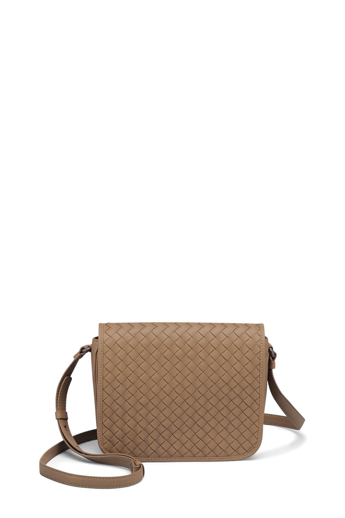 Intrecciato Full Flap Crossbody Camel