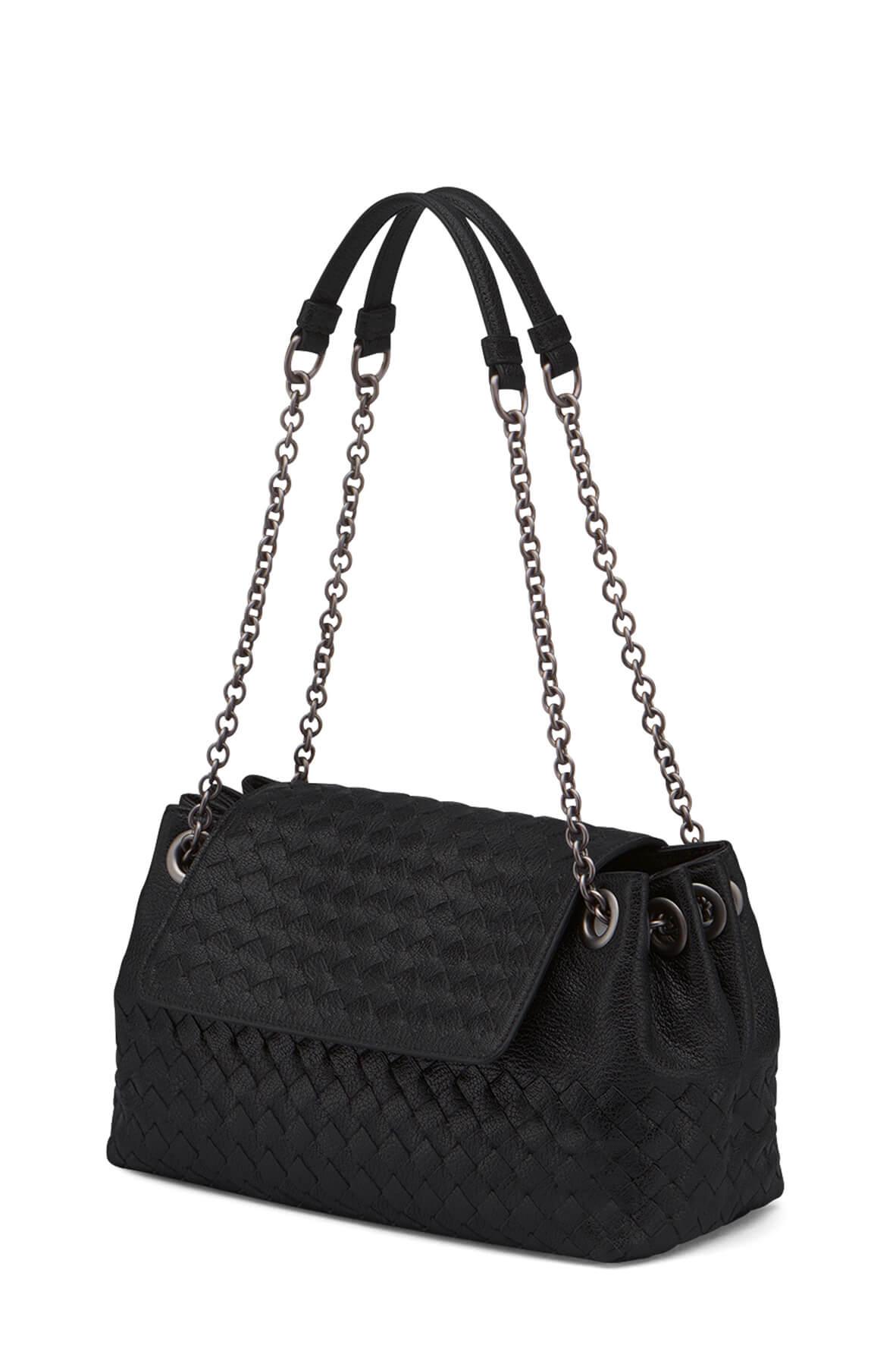 Intrecciato Madras Mini Shoulder Bag Black