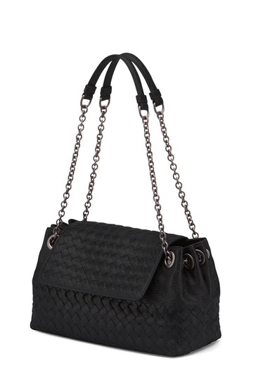 Intrecciato Madras Mini Shoulder Bag Black