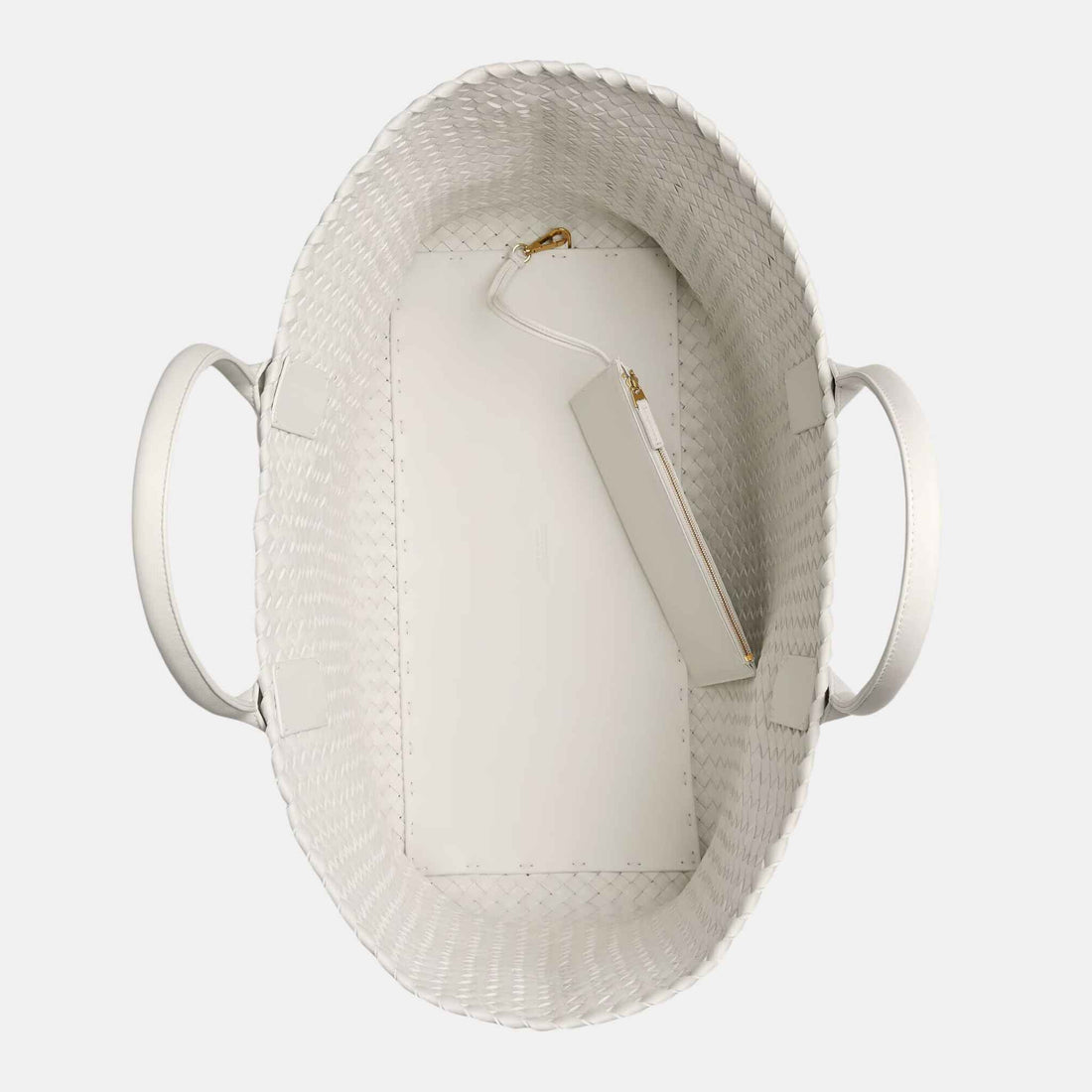 Large Cabat Intreccio Leather Tote Bag White Dark Red