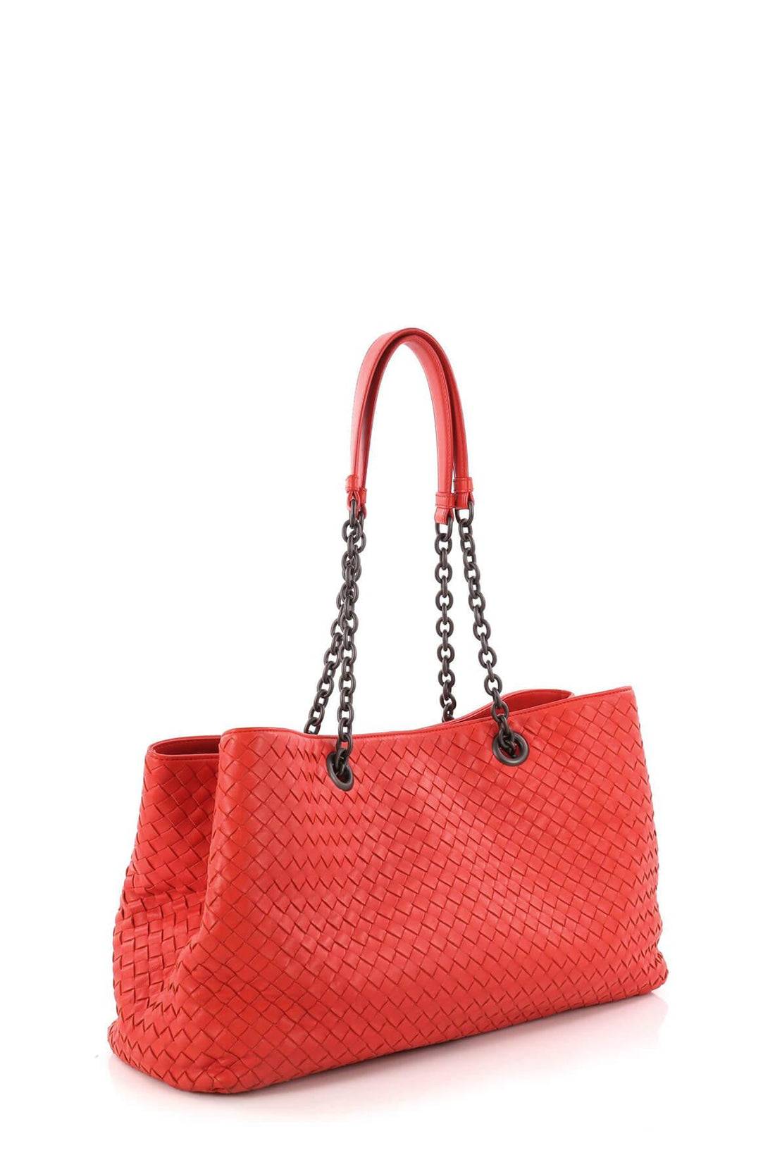 Large Double Chain Intrecciato Tote Red