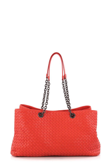 Large Double Chain Intrecciato Tote Red