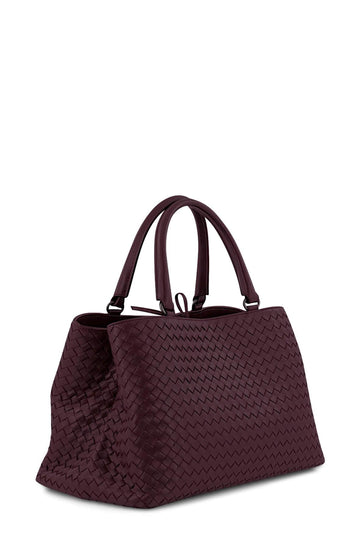Large Milano Intrecciato Tote Maroon