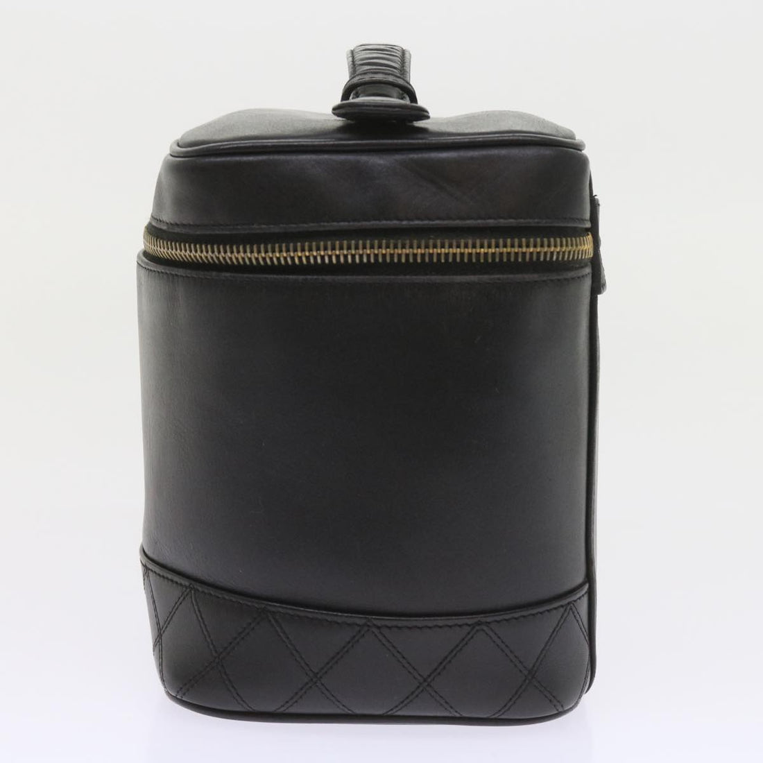 CHANEL Vanity Cosmetic Pouch Leather Black CC Auth bs10095