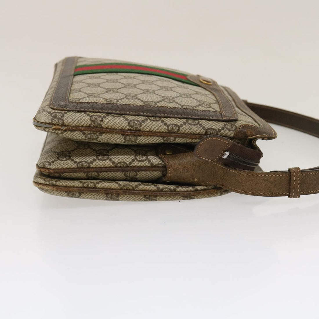 GUCCI Web Sherry Line GG Canvas Shoulder Bag Beige Red Green  bs1024