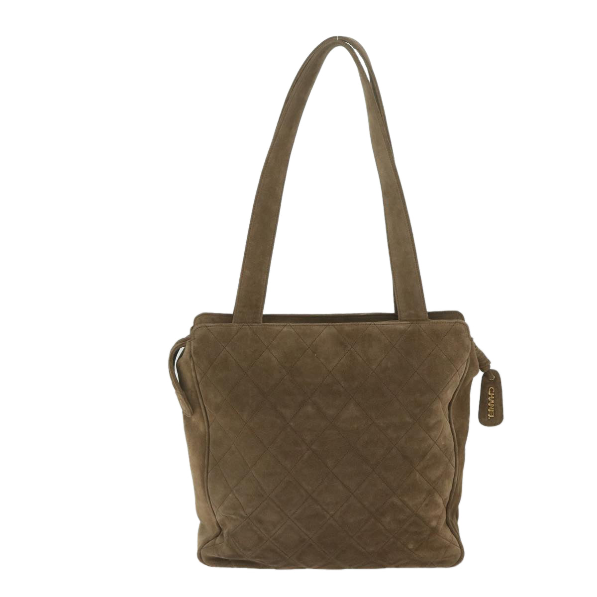 CHANEL Shoulder Bag Suede Brown CC Auth bs10241